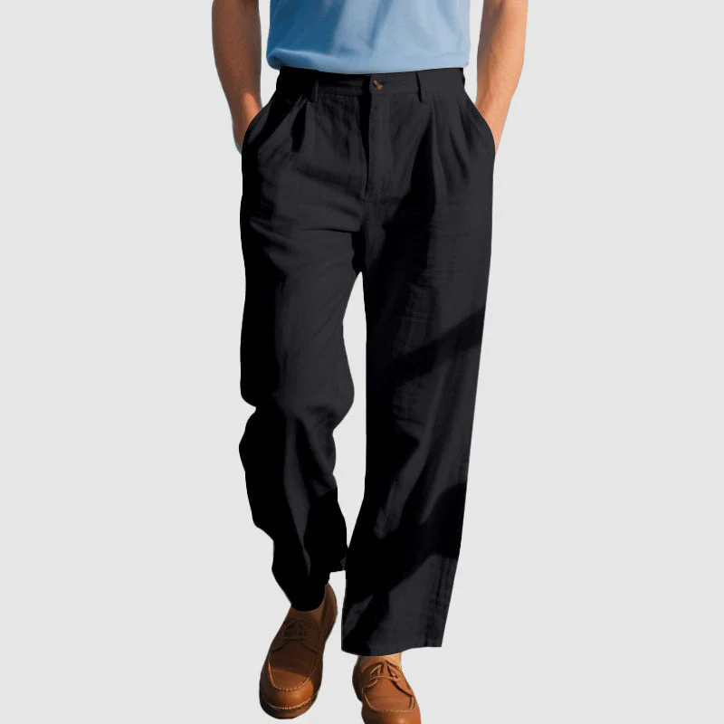 Grant - Men's Relaxed Fit Linen Pleated Pants - Image 2