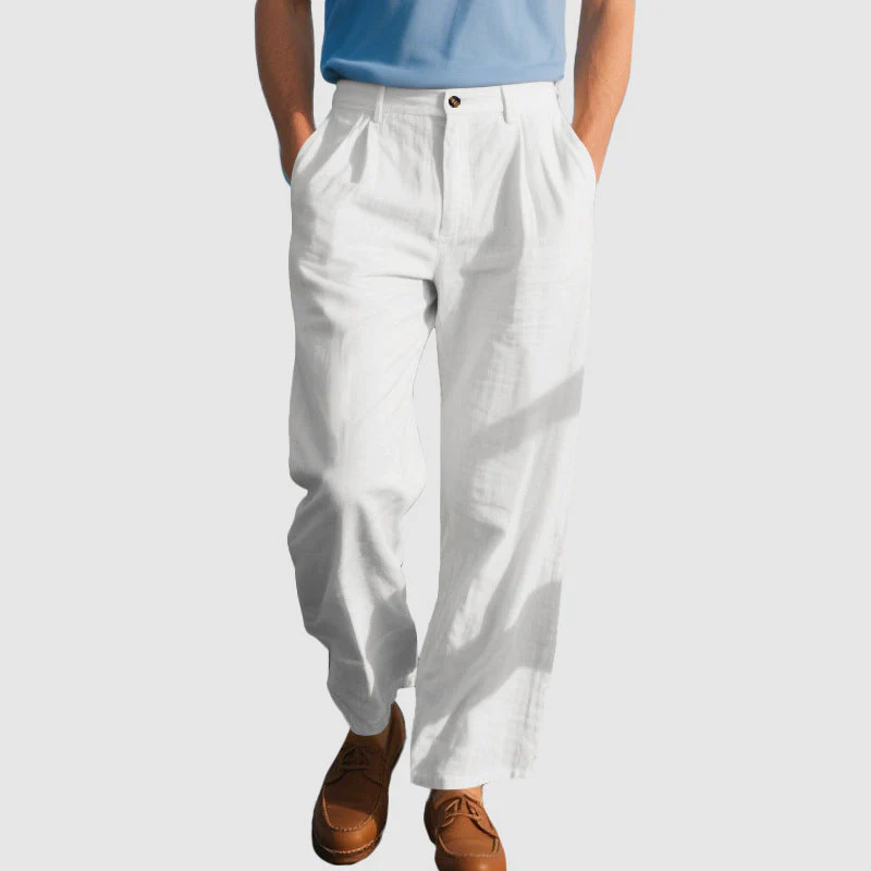 Grant - Men's Relaxed Fit Linen Pleated Pants - Image 3
