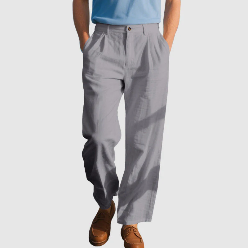 Grant - Men's Relaxed Fit Linen Pleated Pants - Image 4