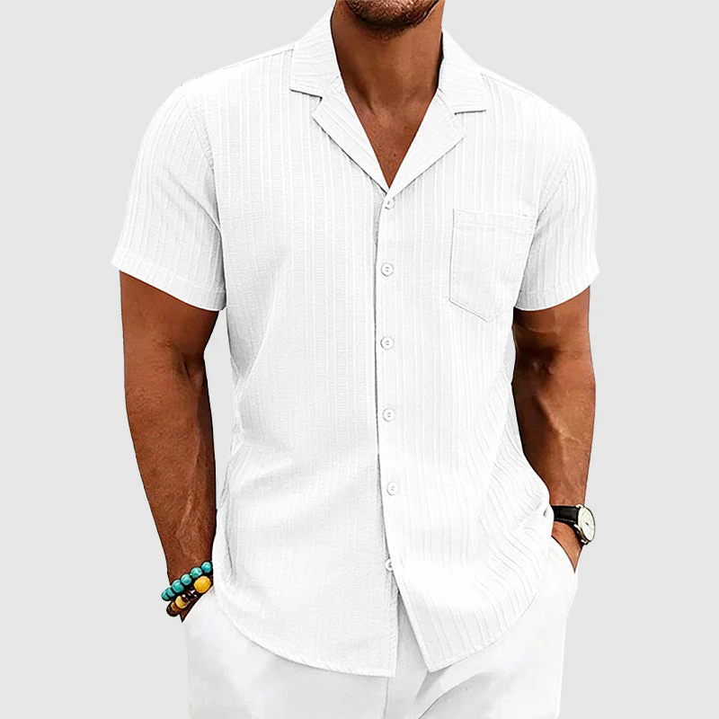 Greyson - Men's Ribbed Camp Collar Button-Up Shirt - Image 5