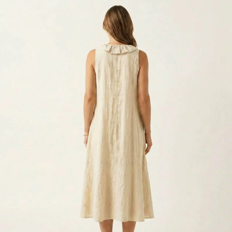 Hazel - Women's Bohemian Linen Midi Dress - Image 6