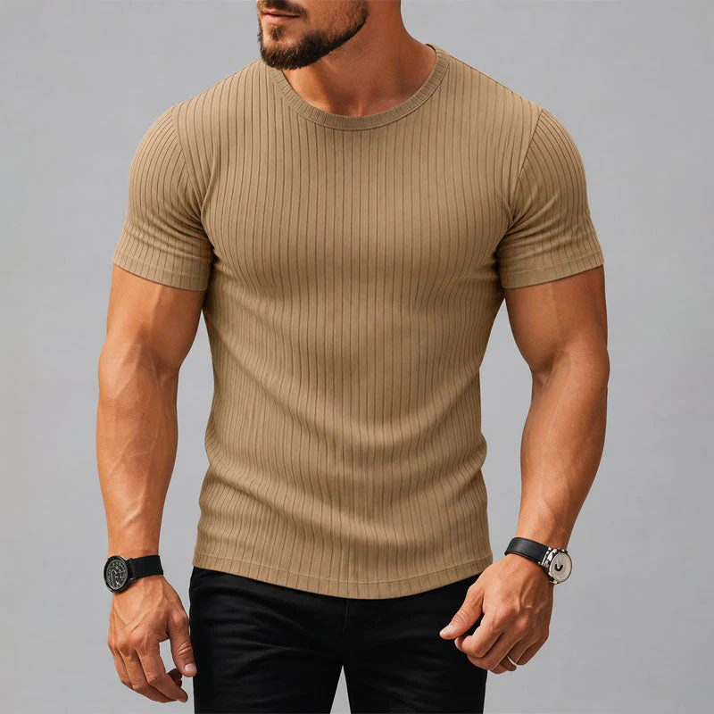 Hendrix - Men's Ribbed Crew Neck Fitted T-Shirt - Image 2