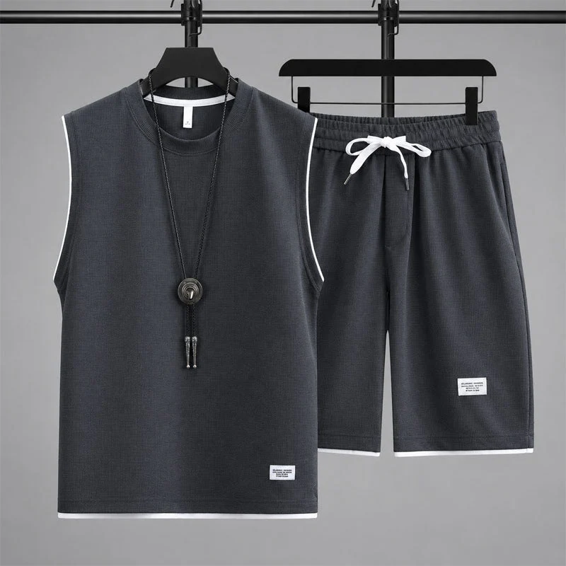 Jaden - Men's Waffle Knit Sleeveless Lounge Set - Image 3