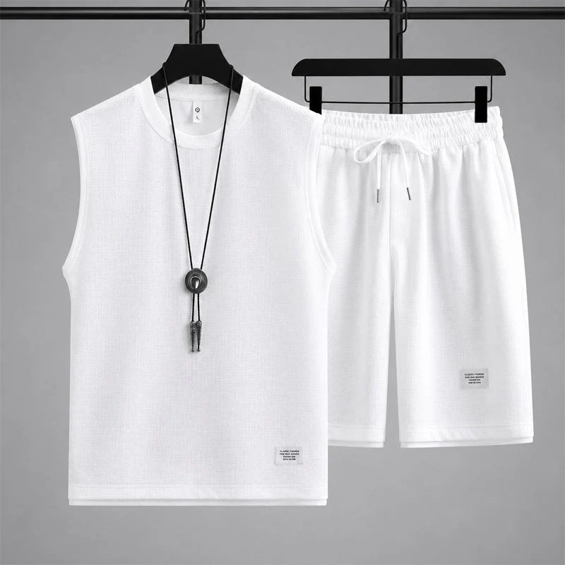 Jaden - Men's Waffle Knit Sleeveless Lounge Set - Image 4