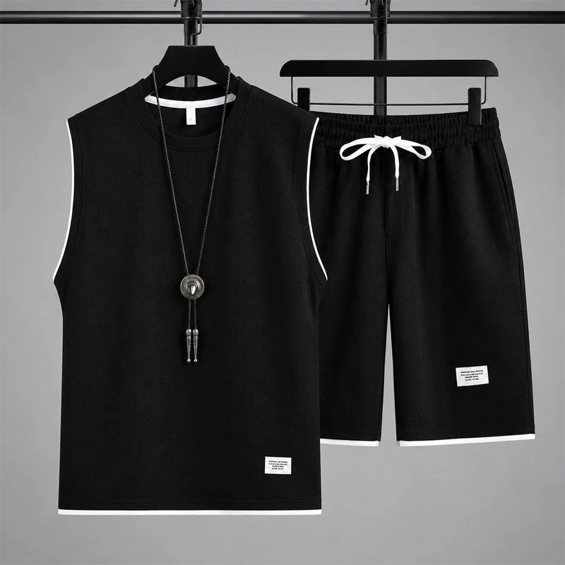 Jaden - Men's Waffle Knit Sleeveless Lounge Set - Image 5