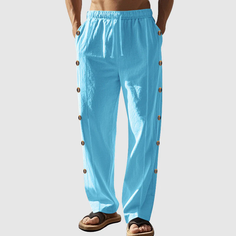 Jason - Men's Linen Button Detail Lounge Pants - Image 2