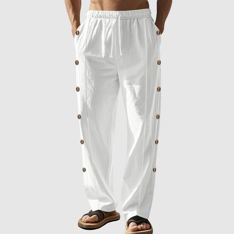 Jason - Men's Linen Button Detail Lounge Pants - Image 3