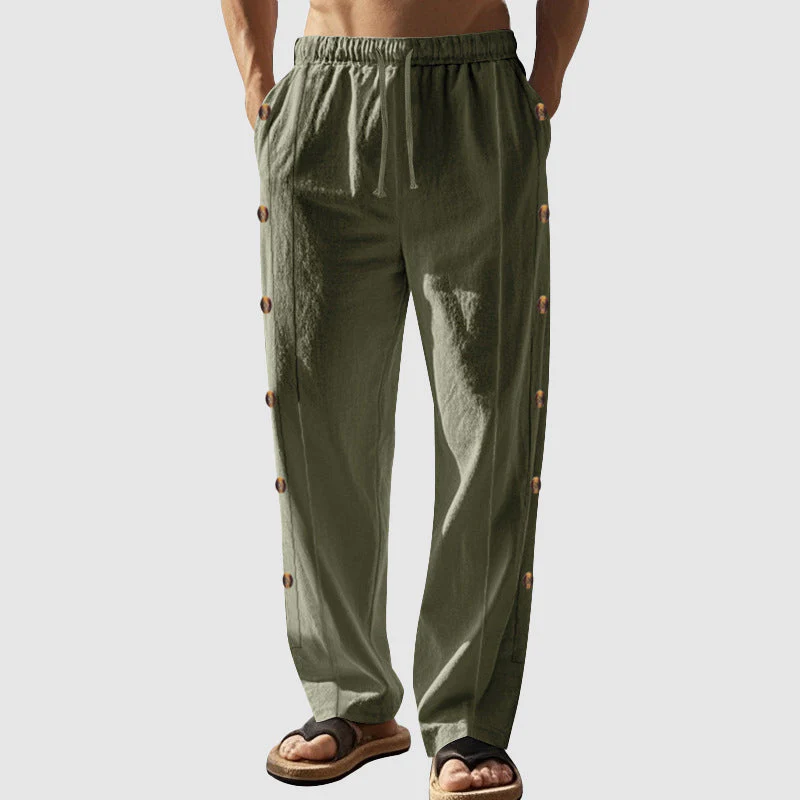 Jason - Men's Linen Button Detail Lounge Pants - Image 4