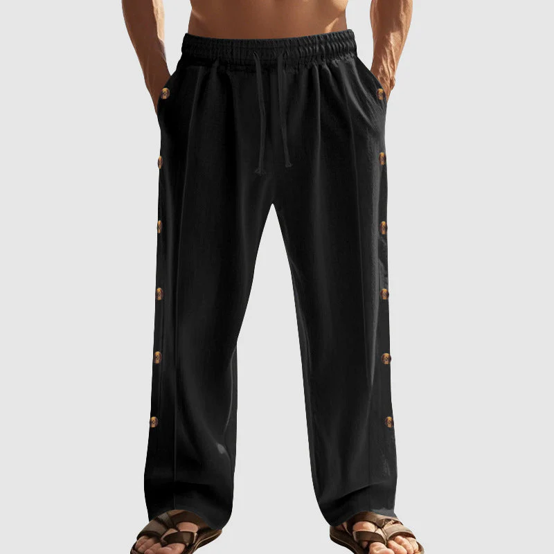 Jason - Men's Linen Button Detail Lounge Pants - Image 5