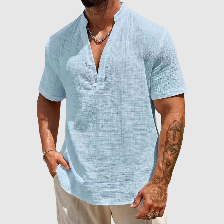 Kai - Men's Linen Short Sleeve Henley Shirt