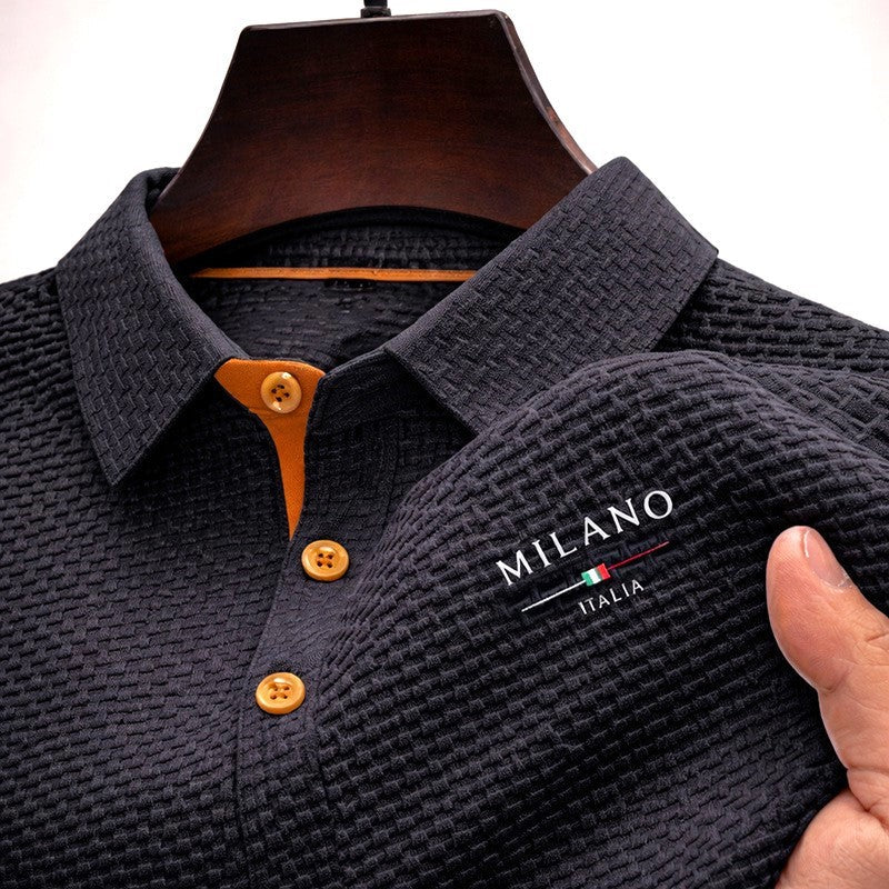 Lorenzo Vitali Textured Polo Shirt with Button Placket - Image 3