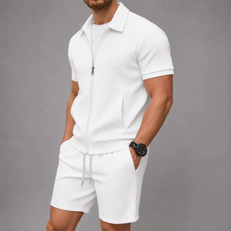 Lucas - Men's Textured Zip-Front Lounge Set - Image 3