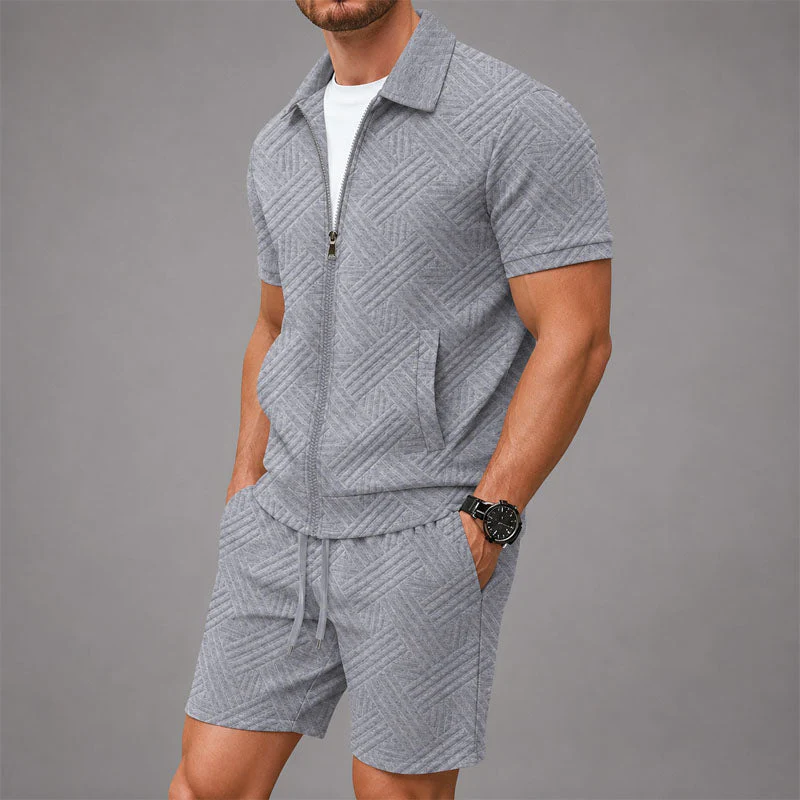 Lucas - Men's Textured Zip-Front Lounge Set - Image 4