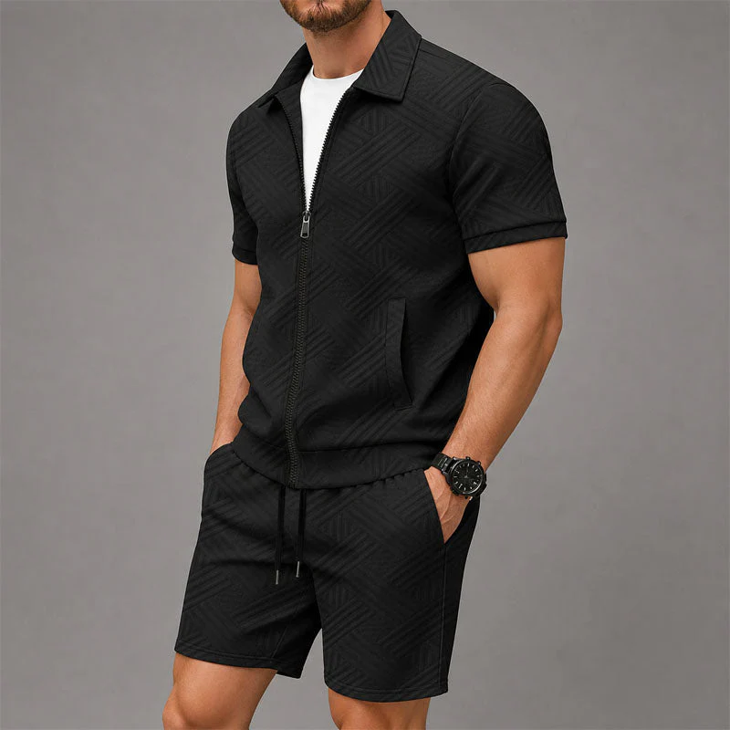 Lucas - Men's Textured Zip-Front Lounge Set - Image 5