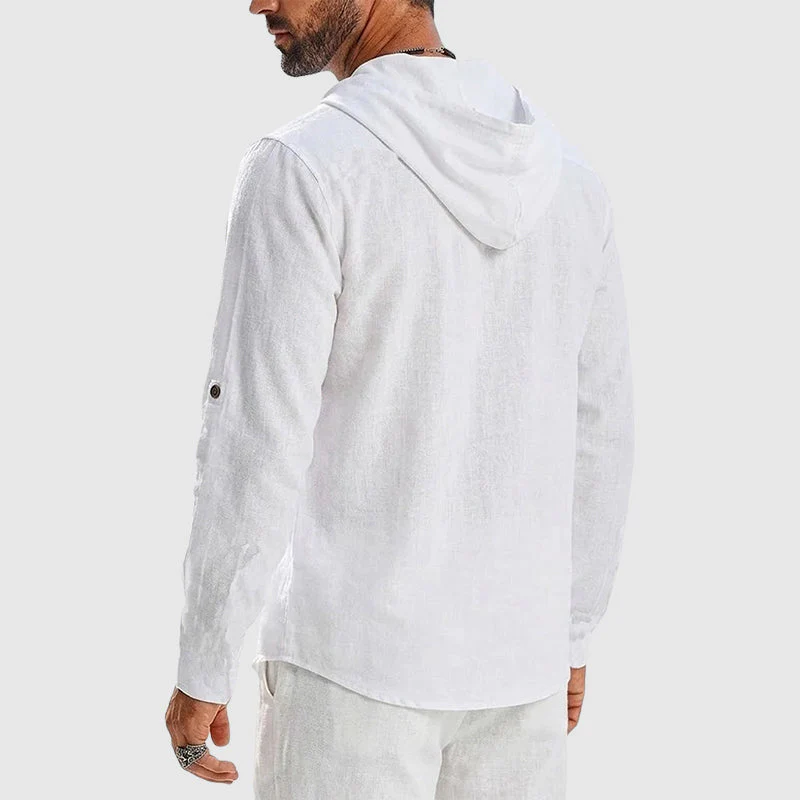 Luther - Men’s Cotton Hooded Button-Up Beach Shirt - Image 6