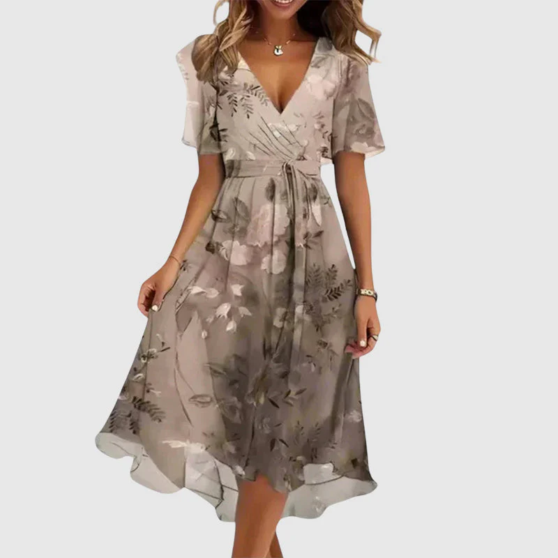 Martha - Women’s Floral V-Neck Midi Dress - Image 2