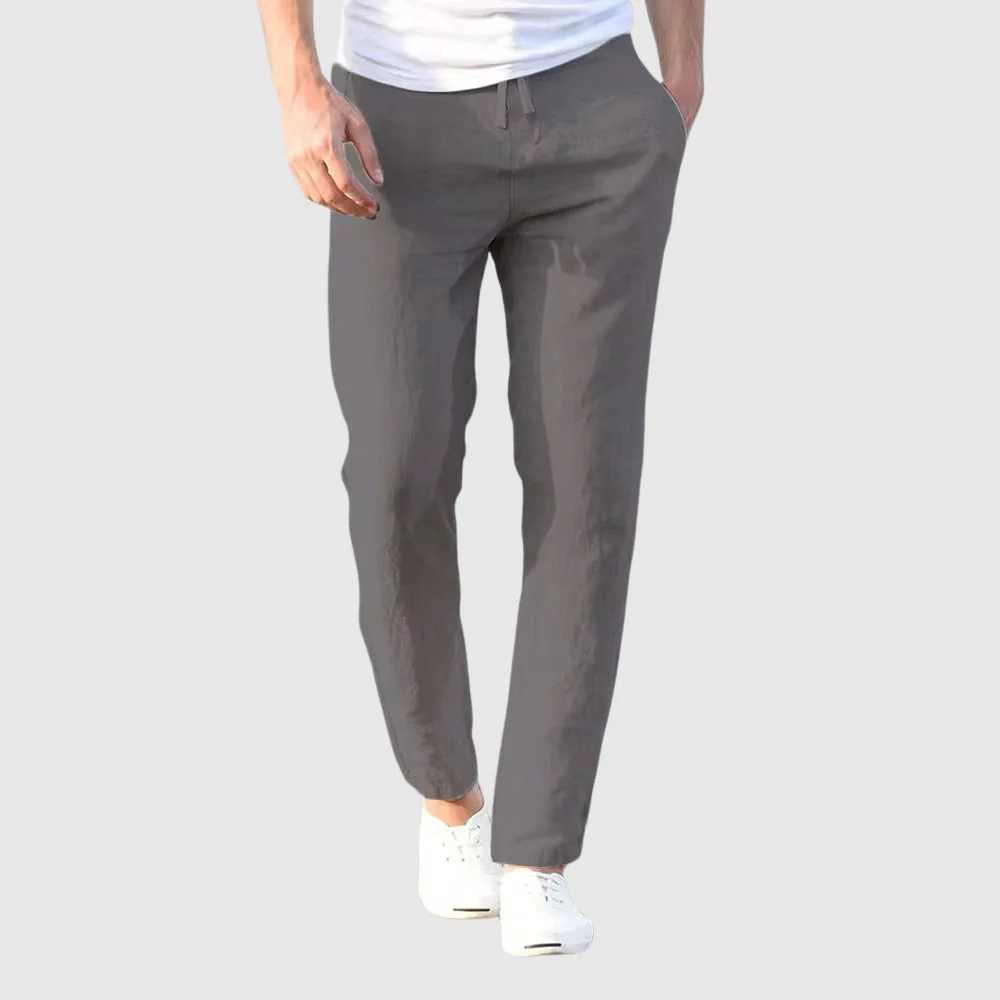 Mason - Men's Drawstring Linen Trousers - Image 2
