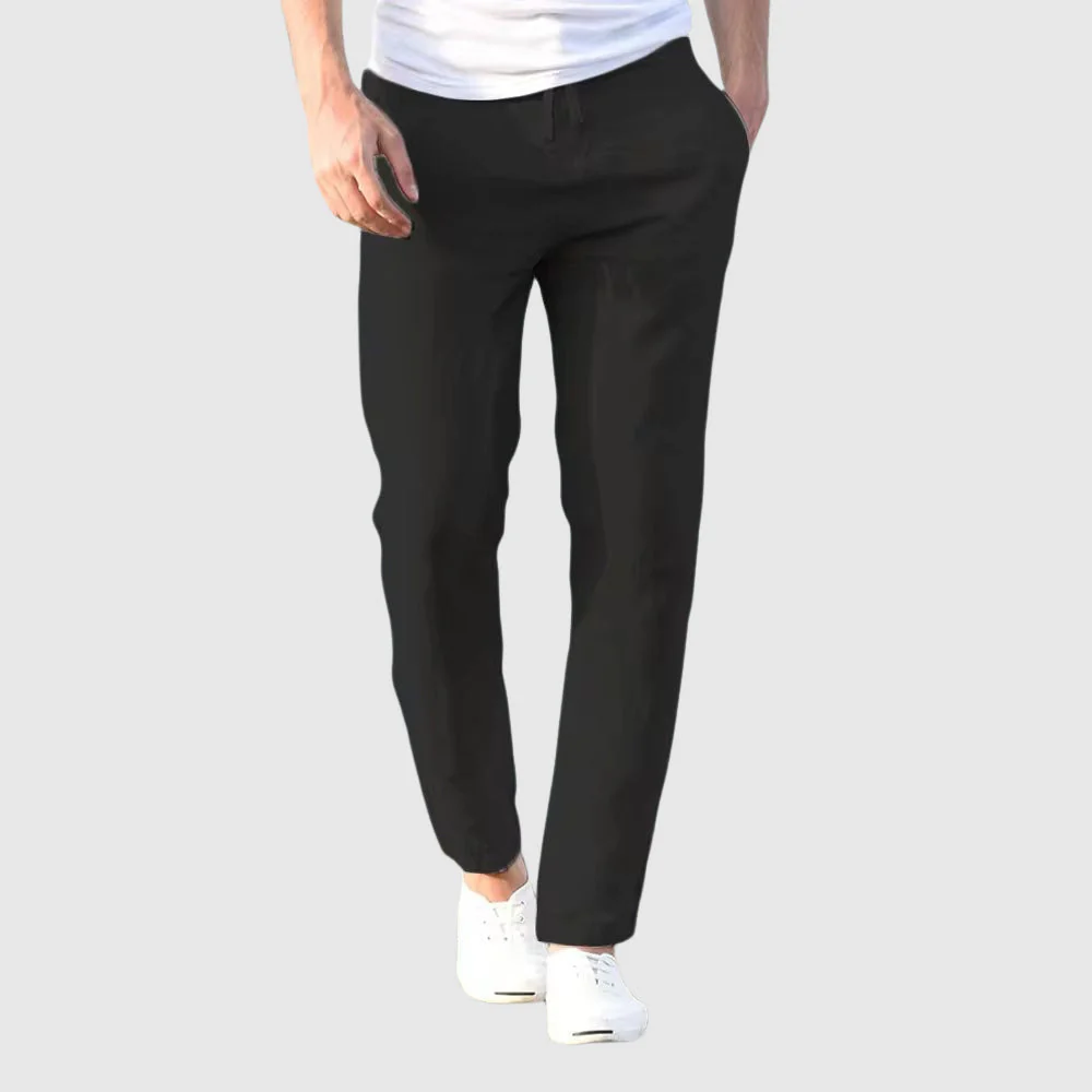Mason - Men's Drawstring Linen Trousers - Image 3