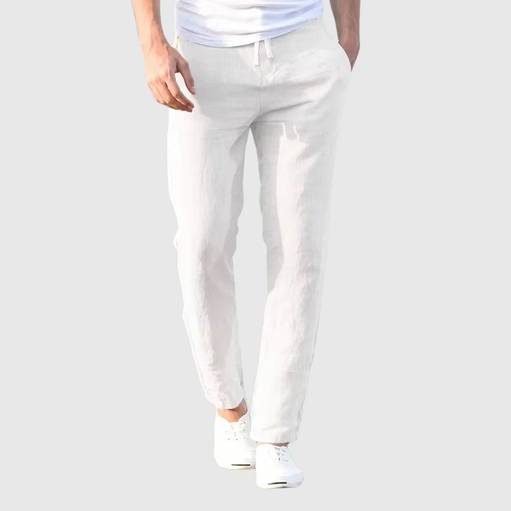 Mason - Men's Drawstring Linen Trousers - Image 5