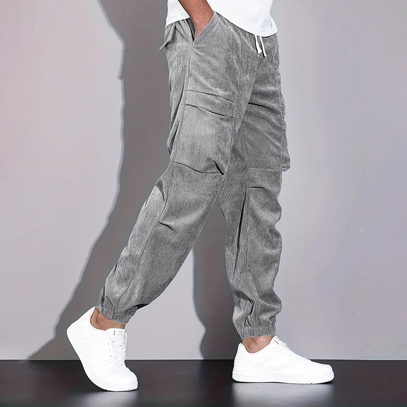 Men’s Corduroy Cargo Pants with Multiple Pockets