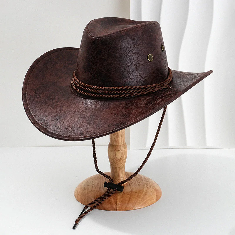 Men’s Cowboy Hat with Wide Brim and Chin Cord - Image 2