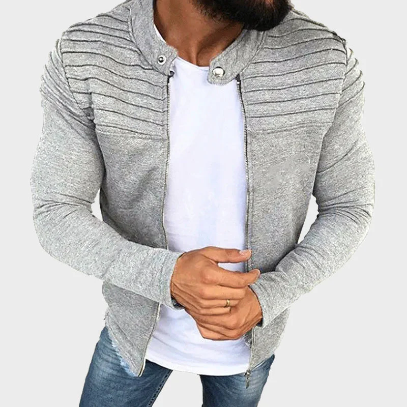 Men’s Zip-Up Sweatshirt with Ribbed Shoulders