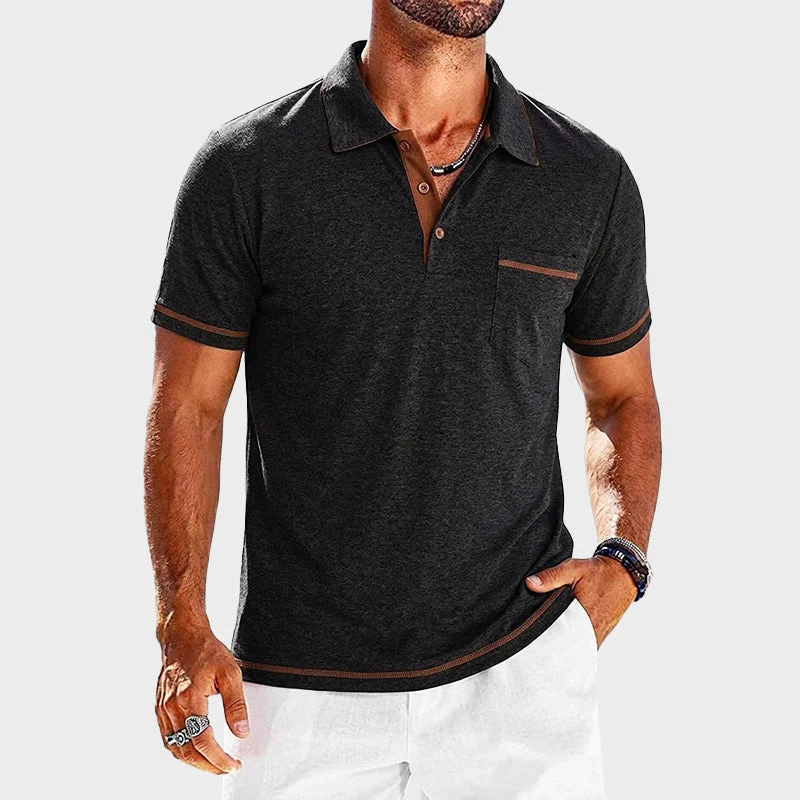 Nolan - Men’s Contrast Trim Pocket Polo Shirt - Image 2