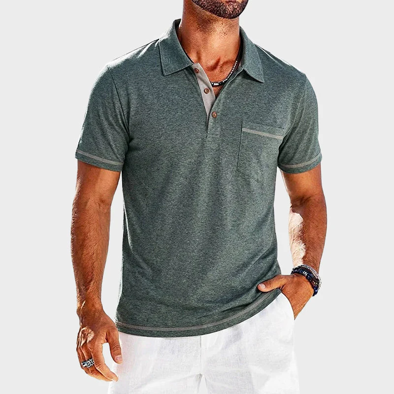 Nolan - Men’s Contrast Trim Pocket Polo Shirt - Image 3