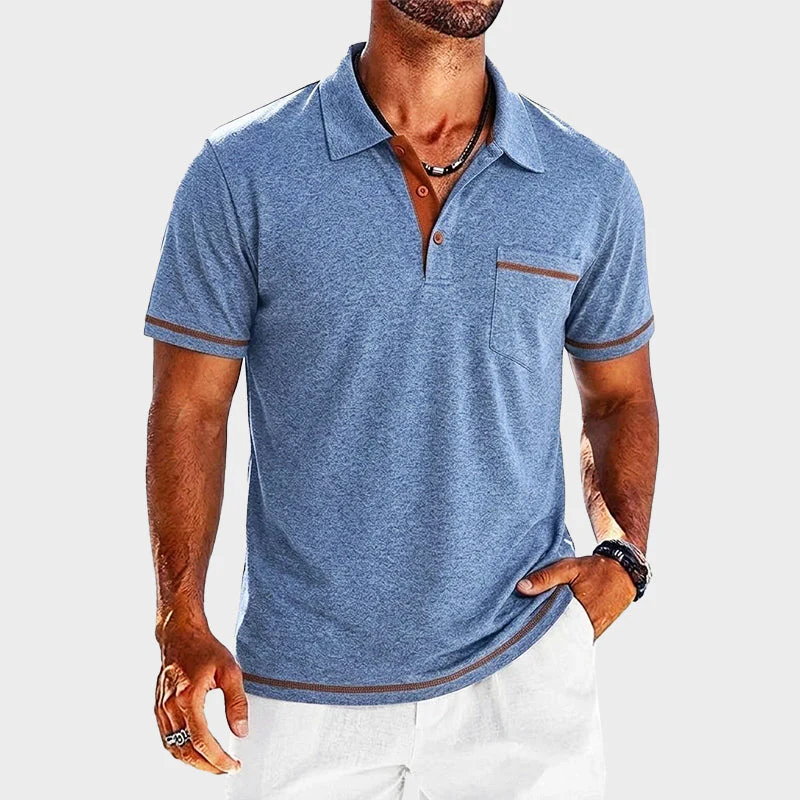 Nolan - Men’s Contrast Trim Pocket Polo Shirt - Image 4