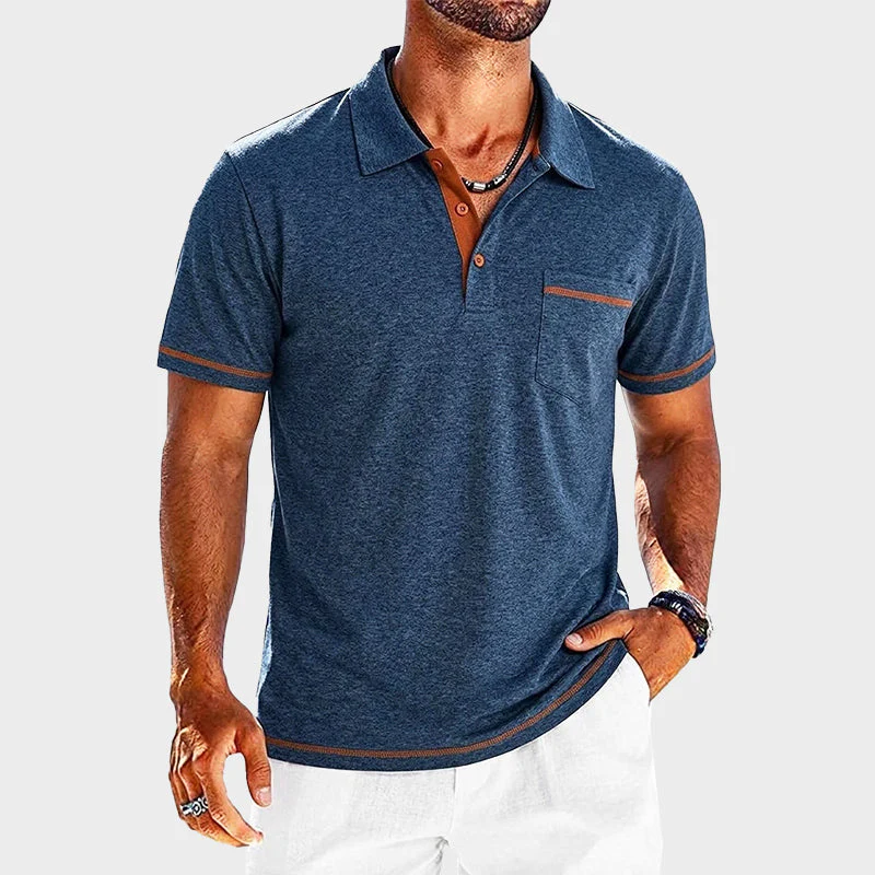 Nolan - Men’s Contrast Trim Pocket Polo Shirt - Image 5