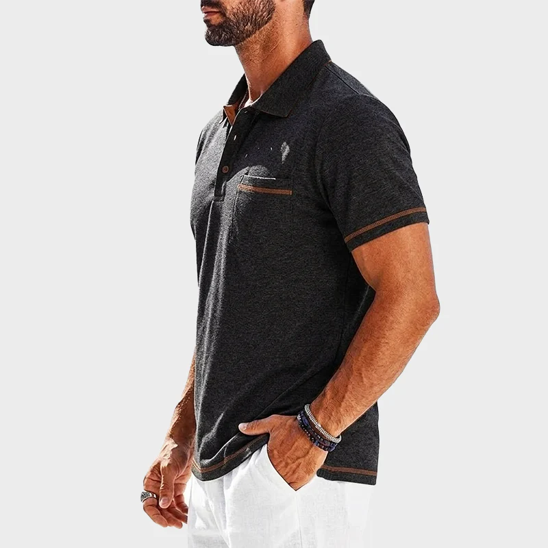 Nolan - Men’s Contrast Trim Pocket Polo Shirt - Image 6