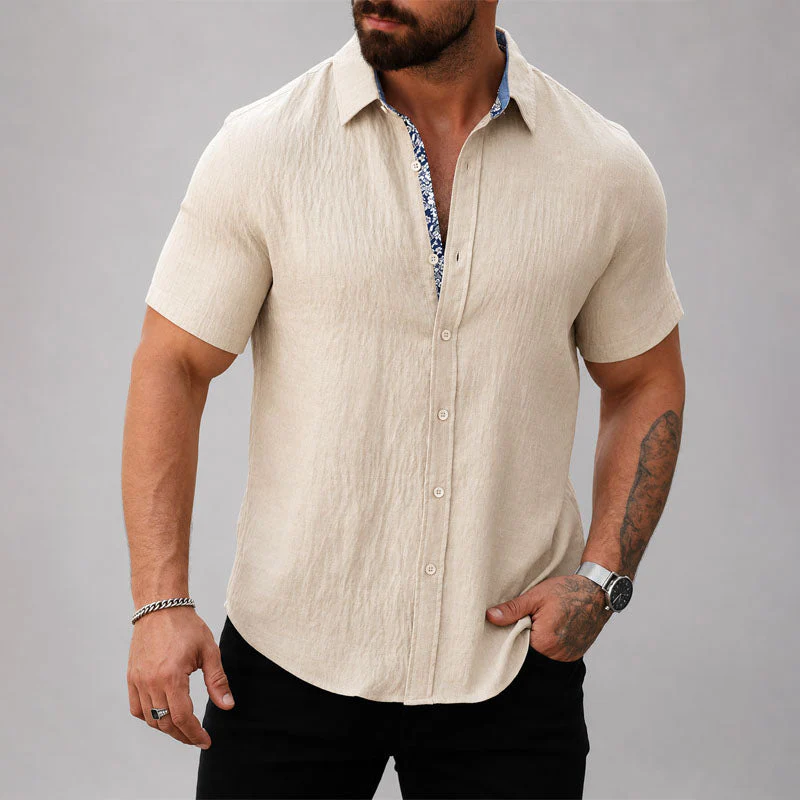 Patrick - Men's Textured Trim Short Sleeve Shirt - Image 5