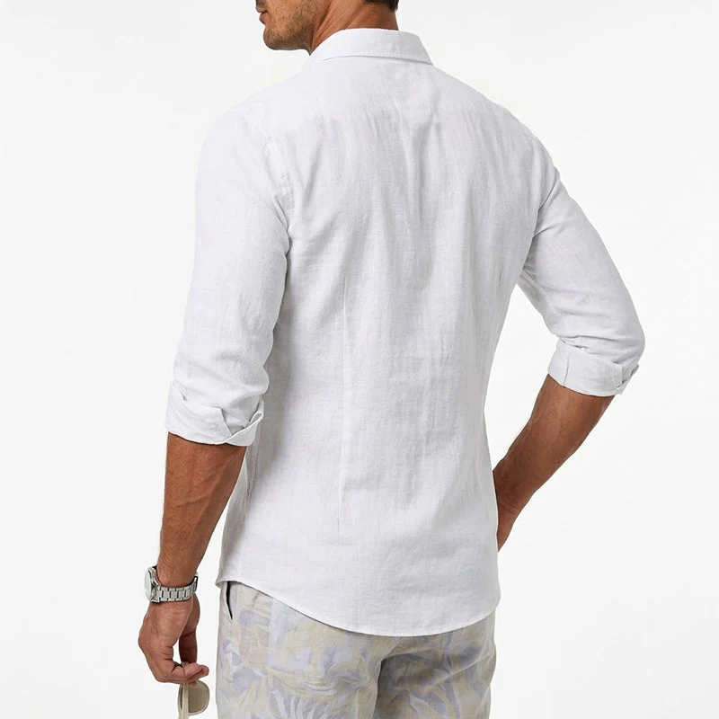 Percy - Men's Relaxed Fit Cotton Linen Shirt - Image 7