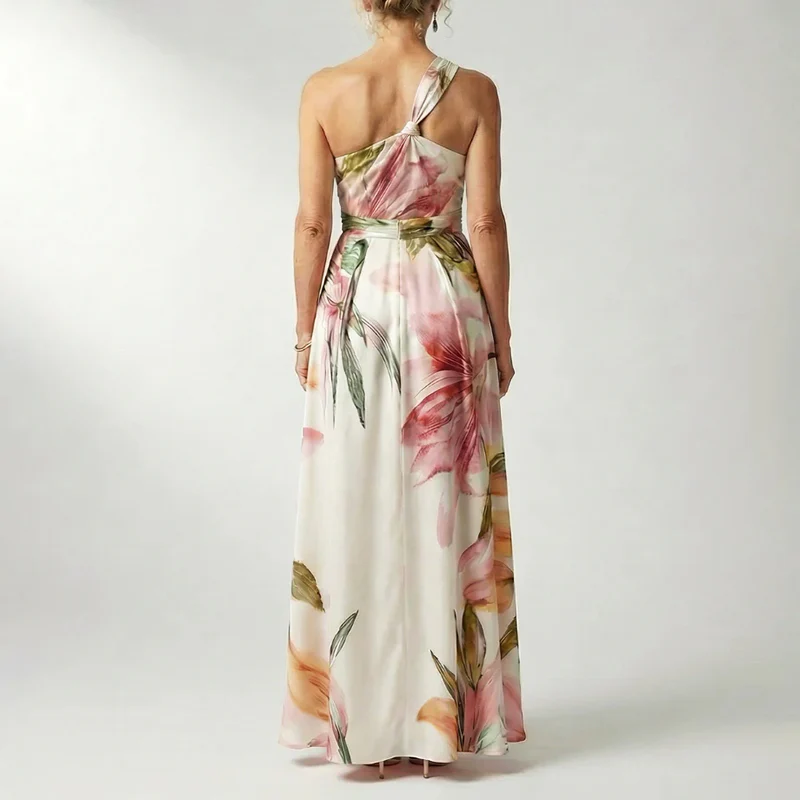 Quinn - Women’s Draped Halter Floral Evening Dress - Image 5