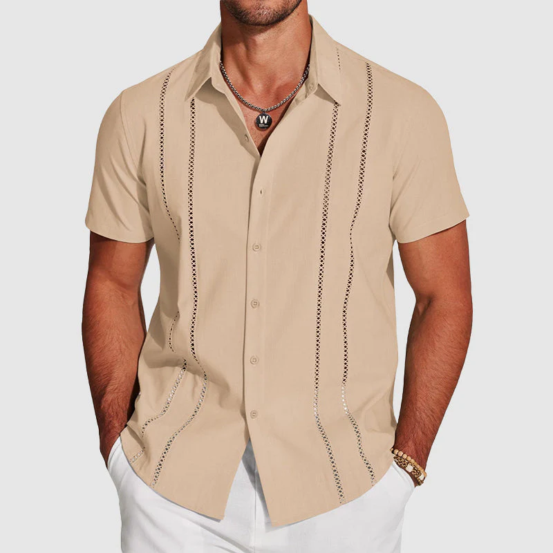 Rafael - Men's Summer Button-Up Shirt with Cutout Detail - Image 2
