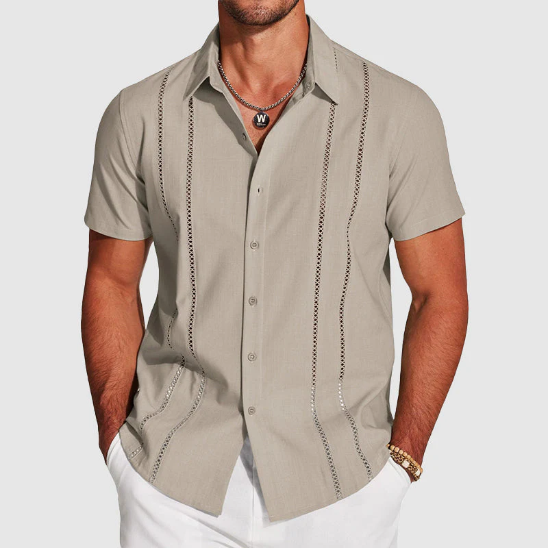 Rafael - Men's Summer Button-Up Shirt with Cutout Detail - Image 3