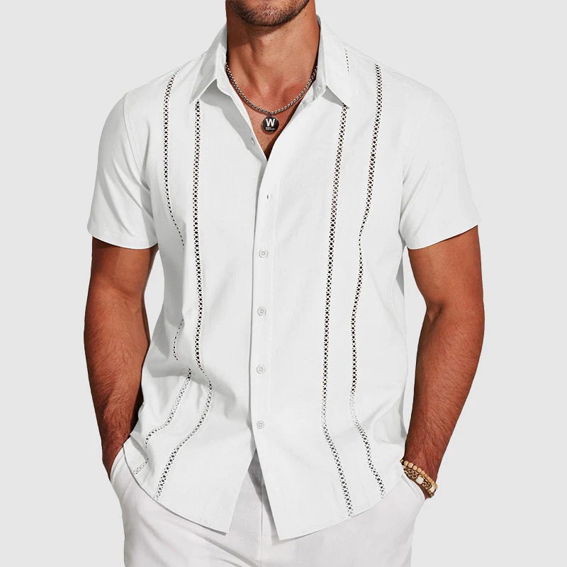 Rafael - Men's Summer Button-Up Shirt with Cutout Detail - Image 4