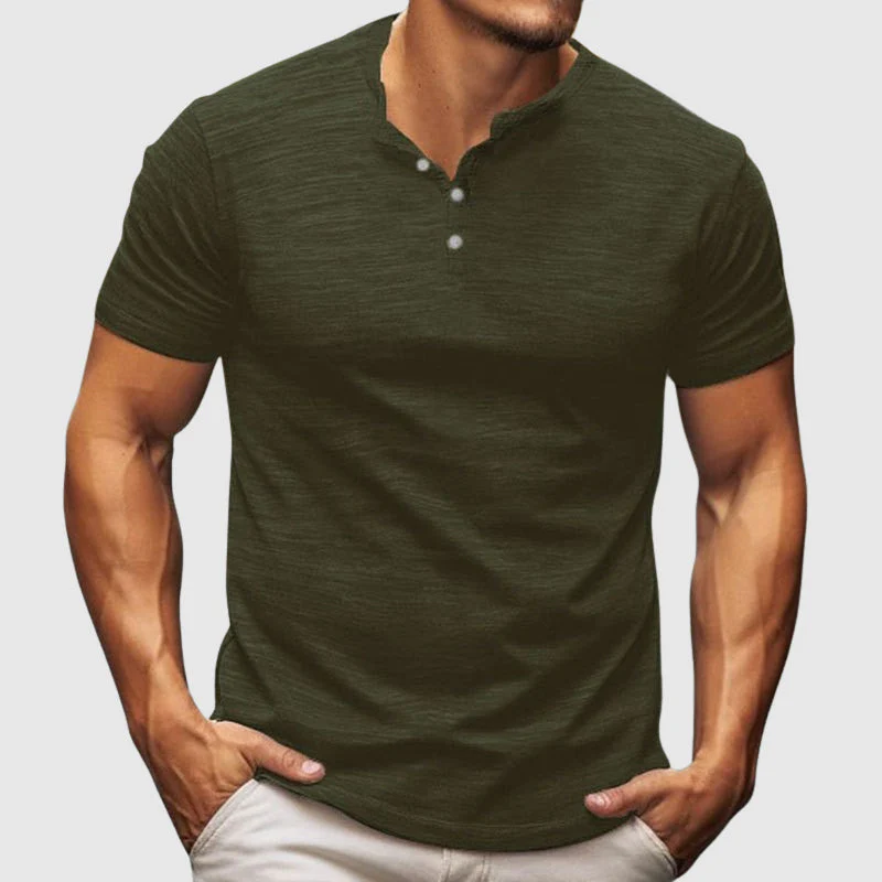 Richard - Men's Casual Textured Henley T-Shirt - Image 2