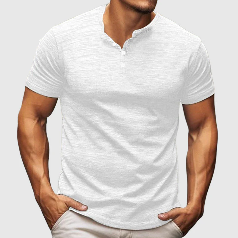 Richard - Men's Casual Textured Henley T-Shirt - Image 3