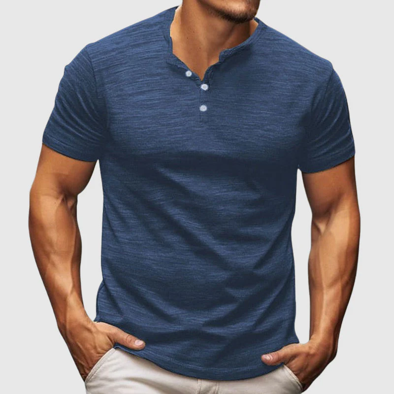 Richard - Men's Casual Textured Henley T-Shirt - Image 4