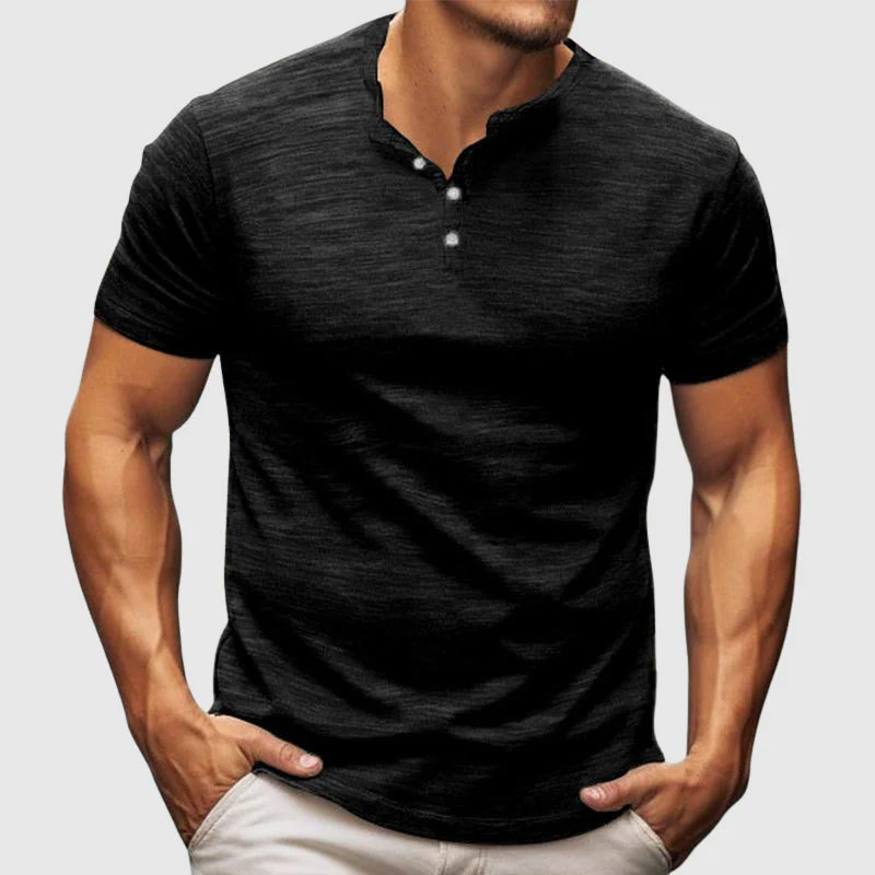 Richard - Men's Casual Textured Henley T-Shirt - Image 5