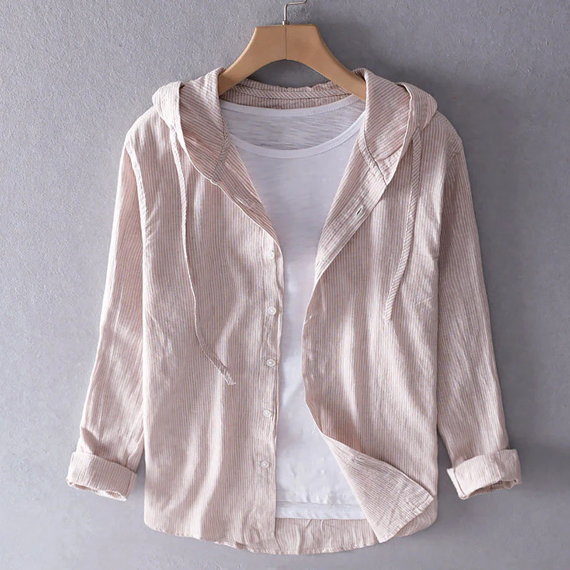 Roberto Russo Hooded Linen Shirt with Buttons - Image 3