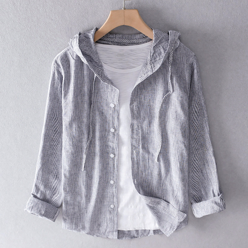 Roberto Russo Hooded Linen Shirt with Buttons - Image 4