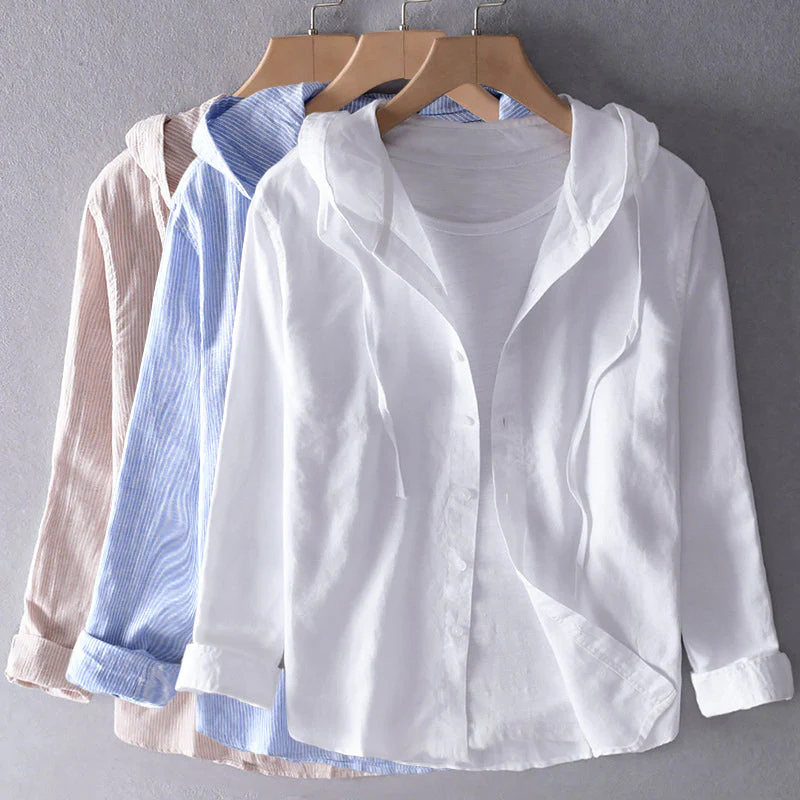 Roberto Russo Hooded Linen Shirt with Buttons - Image 5