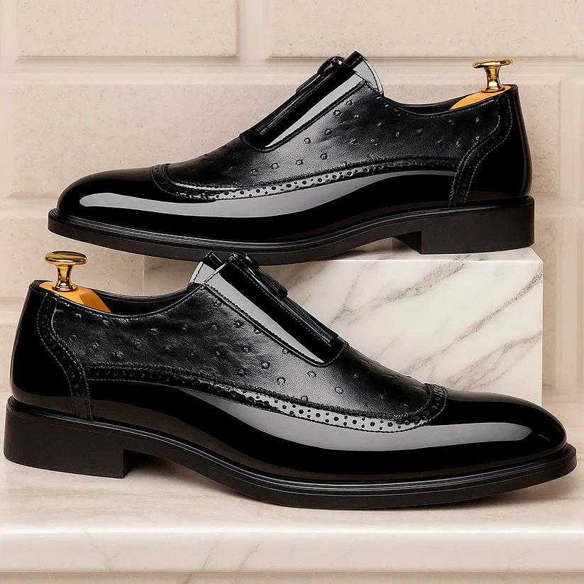 Roberto Russo Ostrich Dress Shoes with Gloss Finish - Image 6
