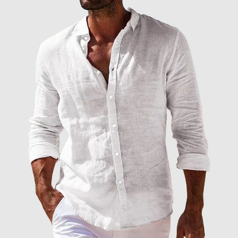 Ryan - Men's Button Up Long Sleeve Cotton Shirt - Image 2