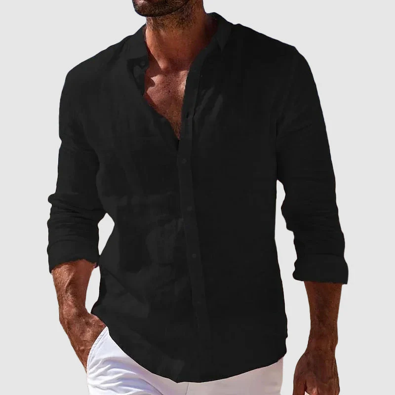 Ryan - Men's Button Up Long Sleeve Cotton Shirt - Image 3