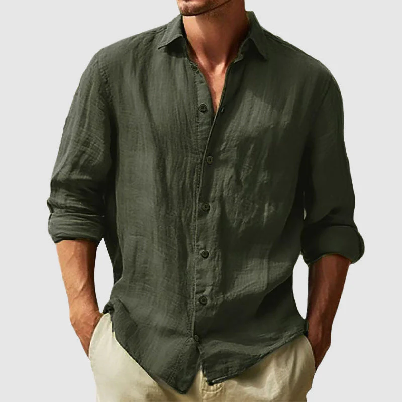 Ryan - Men's Button Up Long Sleeve Cotton Shirt - Image 4