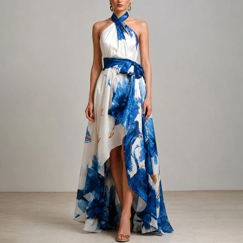 Scarlett - Women's Floral Halter Maxi Dress - Image 2