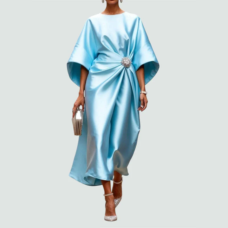 Sofia Amoretti Draped Midi Dress with Wide Sleeves - Image 2